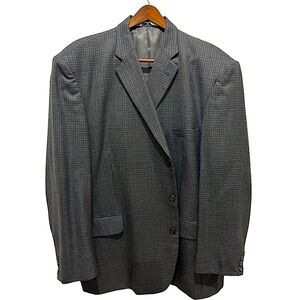 Stafford Executive Wool Grey Plaid Suit Jacket 50R